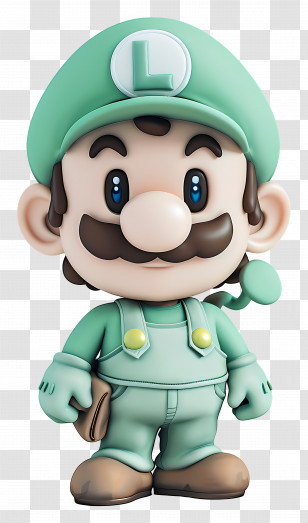 Luigi Mario - Green Hat Character With Overalls Transparent PNG
