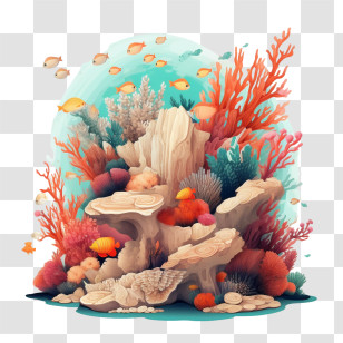 Coral Reefs - Colorful Underwater Coral Reef Illustration Transparent PNG