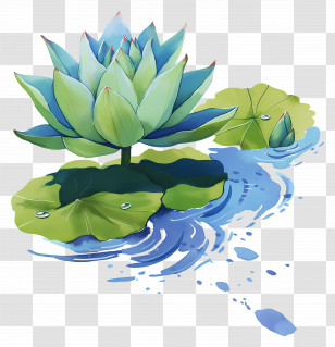 Watercolor Lotus Leaf - Serene Lotus Flower On Water Transparent PNG