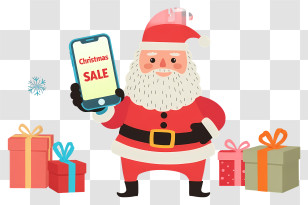Santa Shopping Online - Santa Showing Christmas Sale Phone Transparent PNG