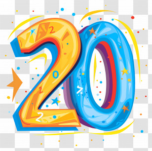 Number 20 - Colorful Number 20 Transparent PNG