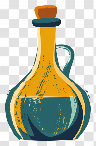 Stylized Transparent Glass Bottle With Handle - Stylized Glass Bottle With Handle And Cork Stopper Transparent PNG