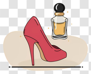 High Heeled Shoe - Red High Heel And Perfume Bottle Transparent PNG