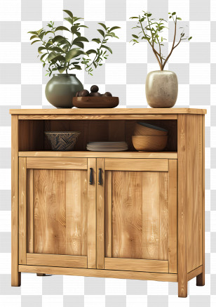 Wooden Cabinet - Wooden Cabinet With Decor Transparent PNG