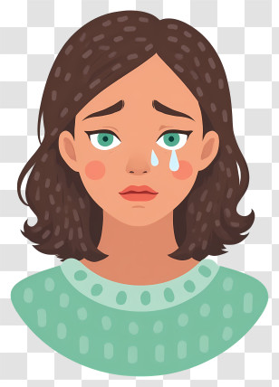 Upset Girl With Dropping Tears - Crying Woman With Tear Transparent PNG