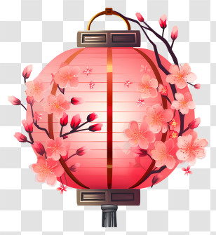 Lantern - Cherry Blossom Lantern Decoration Transparent PNG