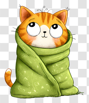 Cat Covering Blanket - Cozy Cat Wrapped In Blanket Transparent PNG