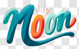 Moon - Vibrant 'Noon' Brush Lettering Transparent PNG