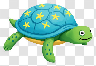 Cartoon Turtle - Blue Turtle With Starry Shell Transparent PNG