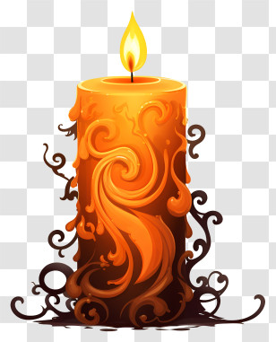 Intricate Candle Design - Intricately Designed Decorative Candle With Flame Transparent PNG