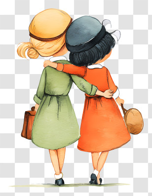Best Friends - Friends Walking Arm In Arm Transparent PNG