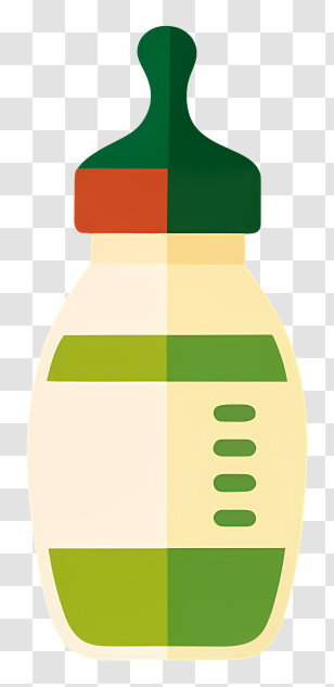 Jar - Baby Bottle With Green And Red Cap Transparent PNG