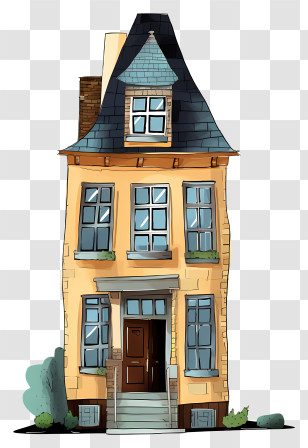 Two Story Home - Tall Whimsical House Illustration Transparent PNG