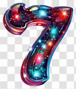 Number 7 - Colorful Sparkling Number Seven Transparent PNG