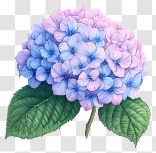 Hand Drawn Hydrangea Flower - Beautiful Blue And Purple Hydrangea Flower Illustration Transparent PNG