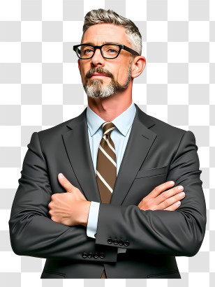 Businessman Looking Up - Senior Executive Arms Crossed Transparent PNG