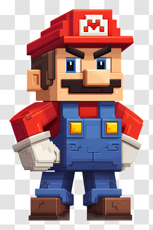 Minecraft Super Mario - Pixel Plumber In Overalls Transparent PNG