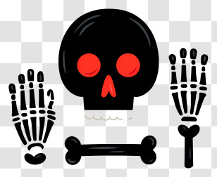Cartoon Skull And Bones - Black Skull And Bones Illustration Transparent PNG