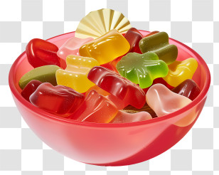 Gummy Candies - Bowl Of Colorful Gummy Candies Transparent PNG