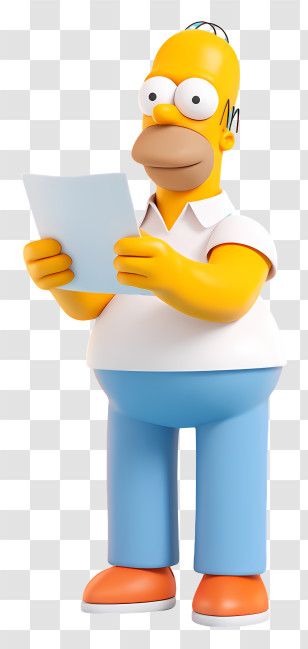 Homer Simpson - Yellow Cartoon Character Reading Transparent PNG