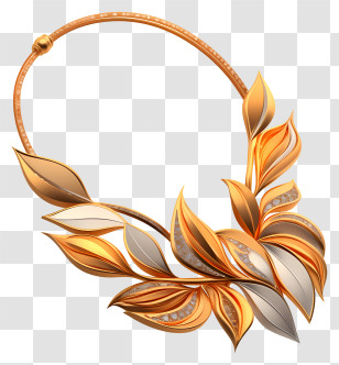 Jewellery Gold Sets - Elegant Golden Leaf Necklace Transparent PNG