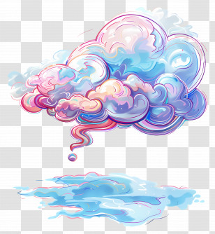 Thought Bubble - Colorful Cloud With Rain Transparent PNG
