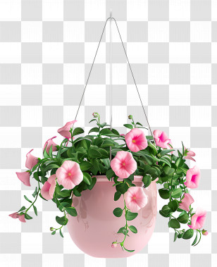 Hanging Blooming Plant - Pink Flowers In Hanging Pot Transparent PNG