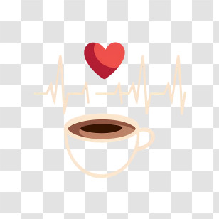Coffee Cup And Heart - Coffee Cup With Heart Illustration Transparent PNG