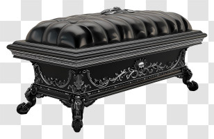 Funeral - Ornate Black Coffin Transparent PNG