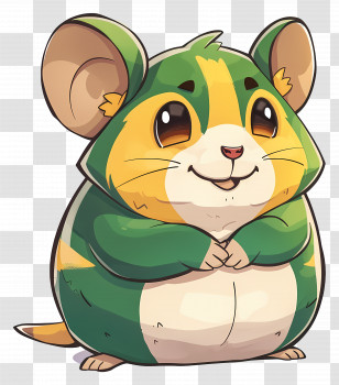 Cartoon Hamster - Green And Yellow Cartoon Mouse Transparent PNG