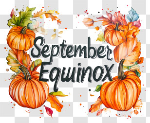 September Equinox - September Equinox With Pumpkins And Leaves Transparent PNG