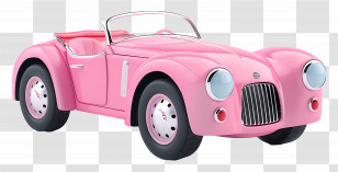 Cartoon - Pink Vintage Toy Car With Detailed Design Transparent PNG
