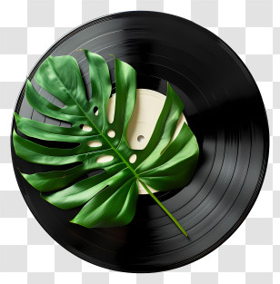 Vinyl Record - Vinyl Record With Tropical Leaf Illustration Transparent PNG