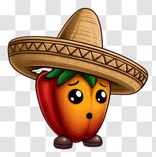 Pepper Mexican Hat - Cute Chili Pepper Wearing Sombrero Transparent PNG
