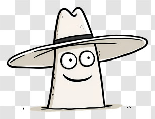 Hat Outline - Smiling Hat Character Transparent PNG