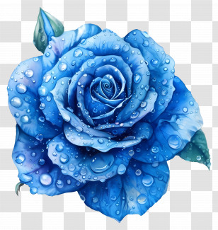 Blue Rose - Blue Rose With Water Droplets Transparent PNG