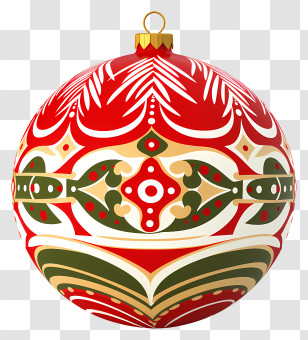 Christmas Ornament - Red And Green Patterned Christmas Ornament Transparent PNG