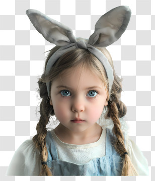 Child - Young Girl With Bunny Ears Headband Transparent PNG