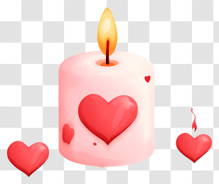 Minimalized Flat Vector Illustrate - Romantic Heart Shaped Candle Transparent PNG