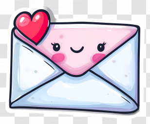 Cute Mail - Cute Envelope With Heart Illustration Transparent PNG