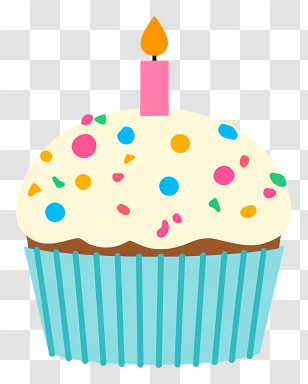 Colorful Cupcake With Frosting - Colorful Birthday Cupcake Icon Transparent PNG