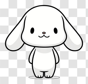 Minimalist Line Art Cinnamoroll - Cute White Cartoon Character Transparent PNG