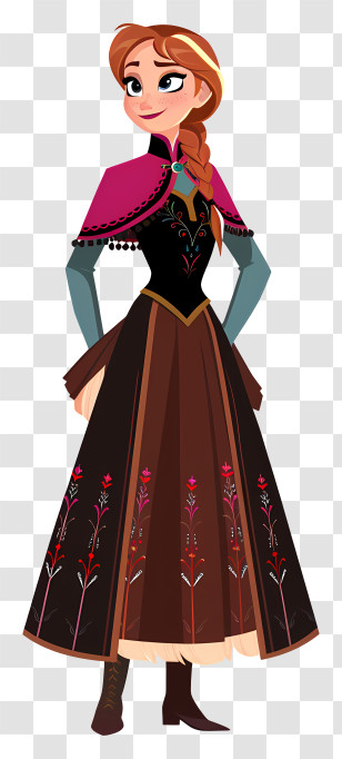 Frozen Anna Princess - Female Animated Character In Traditional Dress Transparent PNG