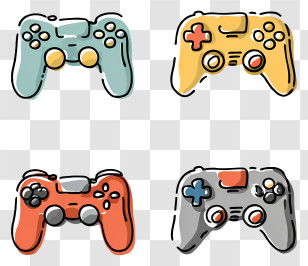 Cartoon - Colorful Game Controllers Transparent PNG
