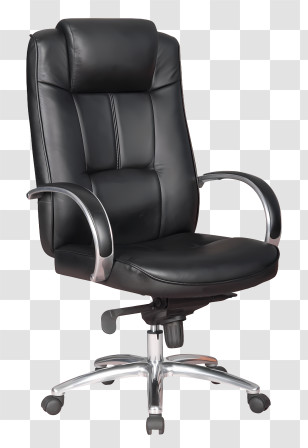 Office Chair - Black Leather Office Chair With Ergonomic Design Transparent PNG