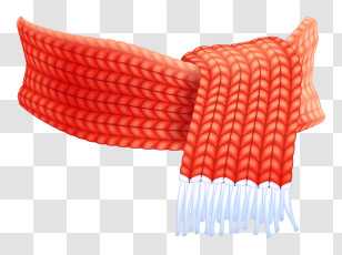 Braided Scarf - Warm Red Knitted Scarf Transparent PNG