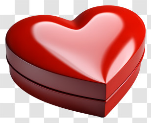 Gift Box - Glossy Red Heart-Shaped Gift Box Transparent PNG