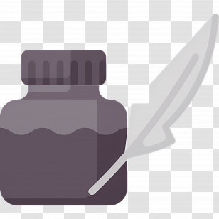 Feather Ink - Ink Bottle With Quill Transparent PNG