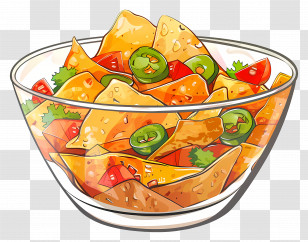 Bowl Of Nachos - Bowl Of Nachos With Colorful Toppings Transparent PNG