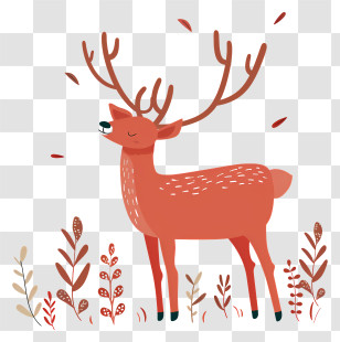 Deer - Cute Deer Cartoon In An Autumn Setting Transparent PNG